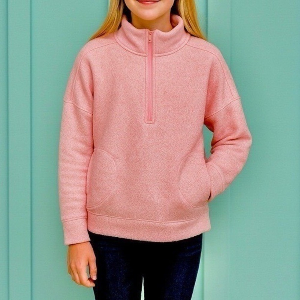 Old Navy Fiji Pink Girls Oversized Mock-Neck Sweater Fleece 1/2-Zip